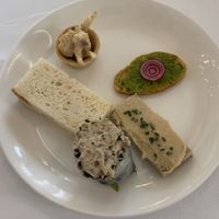 Assortment of vegan “savory indulgences” (this serving is for one person)  at The French Room at the Adolphus Hotel in Dallas