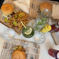 Bacon Cheese Burger with Full Fries, Holy Smoked Burger 2x  at Ginsburger Vegetarian Superstar in Paris