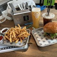 Veggie burger and fries.  at Bissell Brothers in Portland