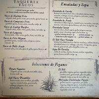 Vegan Menu  at Esperanza Cocina de la Playa in Manhattan Beach