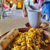 Scrambled tofu with vegan cheddar cheese Stick. at Fit Choices  in Barranquilla