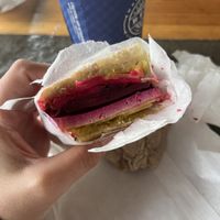 Smoked tofu, vegan mayo, pickles and beets  at Cloudburst Cafe in Squamish