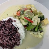 Green curry tofu  at J-Yai Restaurant Organic Vegetables in Chiang Mai