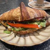 Superlicious croissant: decent, but heavy due to the extra oil on top of the pesto and cream cheese at Copper Branch in Almere