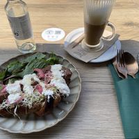 Croissant sandwich with blue cheese sauce  at Copper Branch in Almere