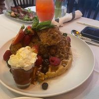 Vegan chik’n and waffles (oyster mushrooms or cauliflower chik’n)  at Elegant Cuizines - Pop Up in Richmond