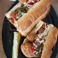 Vegan chicken parm sandwich at Holy Land Middle Eastern Market in Knoxville