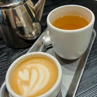 Oat cappuccino and green teaa  at Osom in Madrid