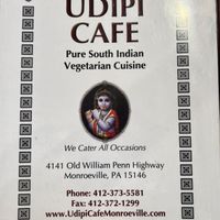 Front menu page  at Udipi Cafe in Monroeville