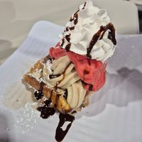 Strawberry banana waffle at Grandma's Ice Cream & Waffles in Rockville