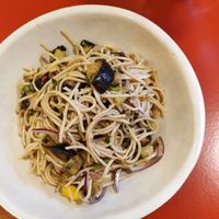 Soba with aubergine & mango at Archie in Brussels
