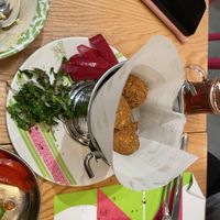 Falafel and pickles   at Zaroob in Dubai