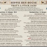 Lady previously wrote menu was wrong. This is their menu from there website and Facebook. So this would be "user error" and likely saw a menu someone took pic of and posted at Hippy Hen House in Murrells Inlet