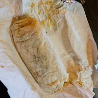 Veggie buritto. No lard, no chicken broth in the rice at Magaly's Tamales & Mexican Grill in San Fernando