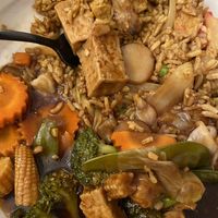 Vegan Von’s Fried Rice and Vegan Pad Pak both with fried tofu   at Von Thai in Eastpointe