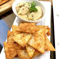 Hummus with nachos  at La Plaza in Malaga