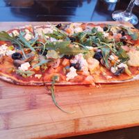 Vegan pizza at La Plaza in Malaga