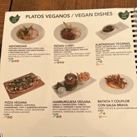 Vegan menu  at La Plaza in Malaga