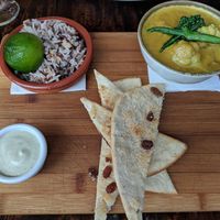 Vegan Indonesian platter at La Plaza in Malaga