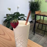 Mango smoothiee  at PURALMA Vegan Bakery in San Jose