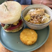 Breakfast English muffin sandwich   at PURALMA Vegan Bakery in San Jose