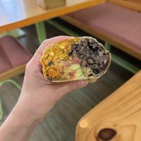 Inside the burrito  at PURALMA Vegan Bakery in San Jose