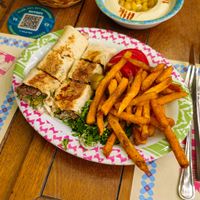 Shawarma platter with impossible meat at Zaroob in Dubai