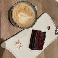 Vegan cake and oat latte  at Le Pain Quotidien - Dubai Mall in Dubai