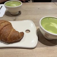vegan croissant and matcha latte with oat milk!   at Le Pain Quotidien - Dubai Mall in Dubai