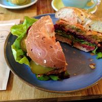 The vegan bagel from the regular menu - delicious! at Balans Kawy Speciality & Bajgiel in Gdansk