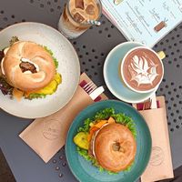 Vegan Bagels, Iced coffee, hot chocolate at Balans Kawy Speciality & Bajgiel in Gdansk