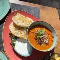Don’t worry be Curry - Thai curry, sweet potato, peppers, chickpeas, spinach, with grilled bread  at Soul Kitchen in Dubrovnik