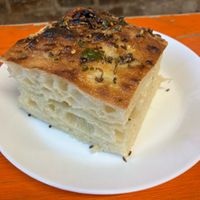 Za’atar and curry leaf foccacia   at Parveen's in Glasgow