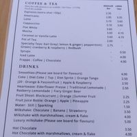 Drinks menu (July 2025) at The Lakeside Cafe  in Llandrindod Wells