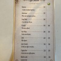 Menu  at Nowana in Kuilapalayam