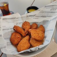 Nuggets veganos con papas fritas at El Casco de Gáldar in Gran Canaria