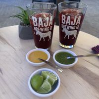 Agua de Jamaica and salsas  at The Forward Thinking Eatery in San Jose Del Cabo