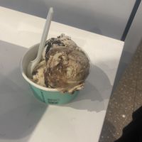 Vegan BANANA BREAD PUDDING with fudge swirls, PEANUT BUTTER BROWNIE HONEYCOMB and 
CHURROS & FUDGE flavours   at Van Leeuwen Ice Cream - Upper East Side in New York City