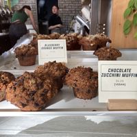 Chocolate zucchini muffinns  at Kits Beach Coffee in Vancouver