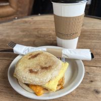 Vegan breakfast sandwich and jasmine tea  at Morgan's Mill in Woodland