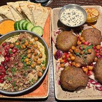 Lebanese Hummus and Falafel Cakes.  at Puttshack   in Oak Brook