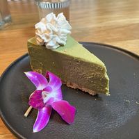 Matcha vegan cheesecake! So filling   at Niku Nashi Sushi in Los Angeles