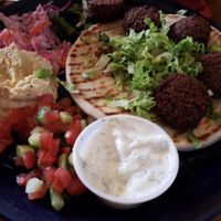 Open faced falafel  at Falafels in Bloomington