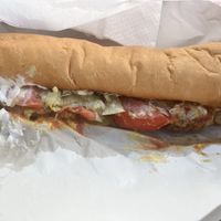 Hot sausage poboy   at 2 Phat Vegans in New Orleans