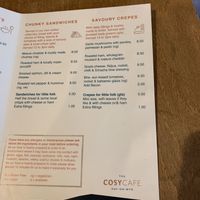 Menu  at The Cosy Cafe in Hay-on-wye