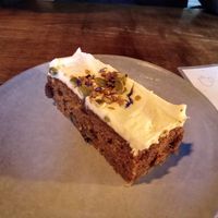 Vegan carrot cake at The Cosy Cafe in Hay-on-wye