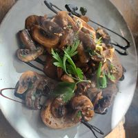 Sourdough toast mushrooms and garlic at The Cosy Cafe in Hay-on-wye