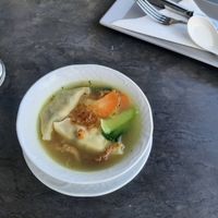 Dumpling soup at Vinavegana in Vienna