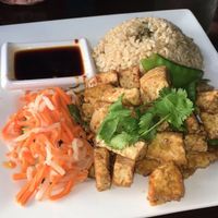 lemongrass tofu with brown rice  at Bamboozle Cafe in Tampa