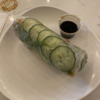 lemongrass tofu spring roll with soy sauce  at Bamboozle Cafe in Tampa